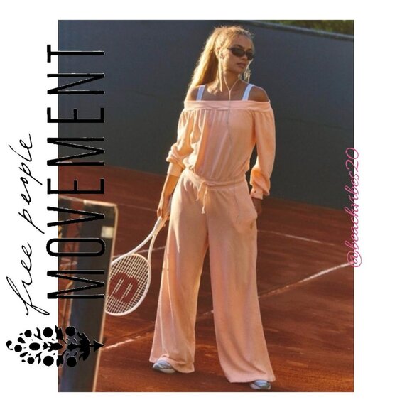 FP MOVEMENT BY FREE PEOPLE One to Beat Onesie Pastel Peach Large NWOT - Picture 1 of 6